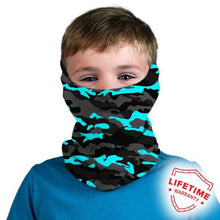 Load image into Gallery viewer, SA Co Kids Multi-Purpose Face Shield - Aqua Military Camo