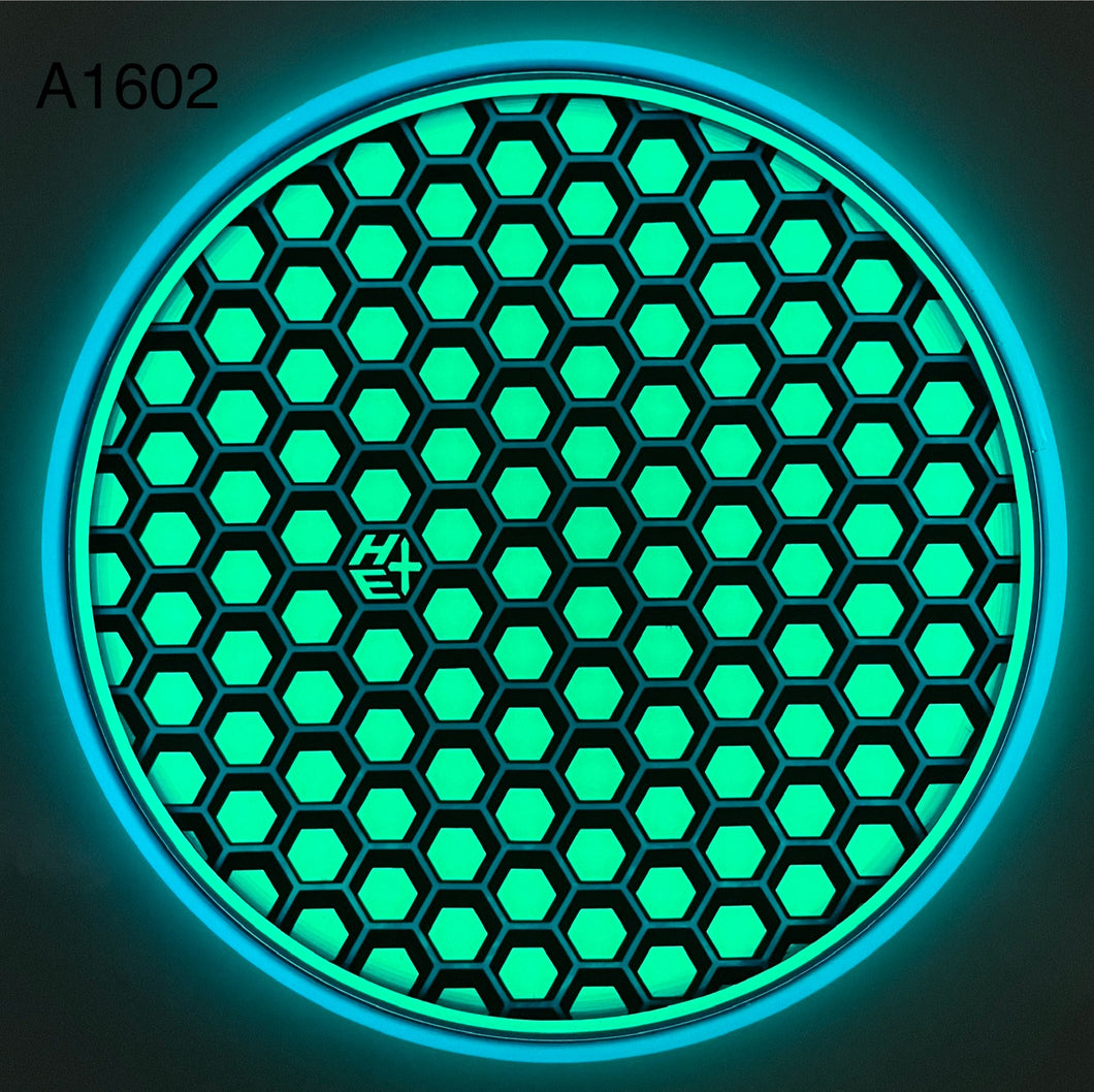 Dyed Axiom Hex (Plate has waves/dents) - Total Eclipse Glow “Honeycomb” by Chains Or Dye