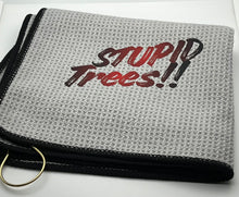 Load image into Gallery viewer, 16x26 “ProTowels” Microfiber Waffle Disc Golf/Golf Towel with Corner Grommet and Hook - “Stupid Trees!! - Red”
