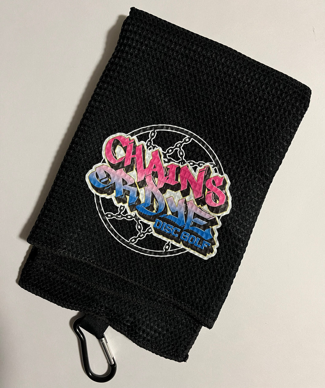 Chains Or Dye Disc Golf Hanging Tri-Fold Waffle Towel